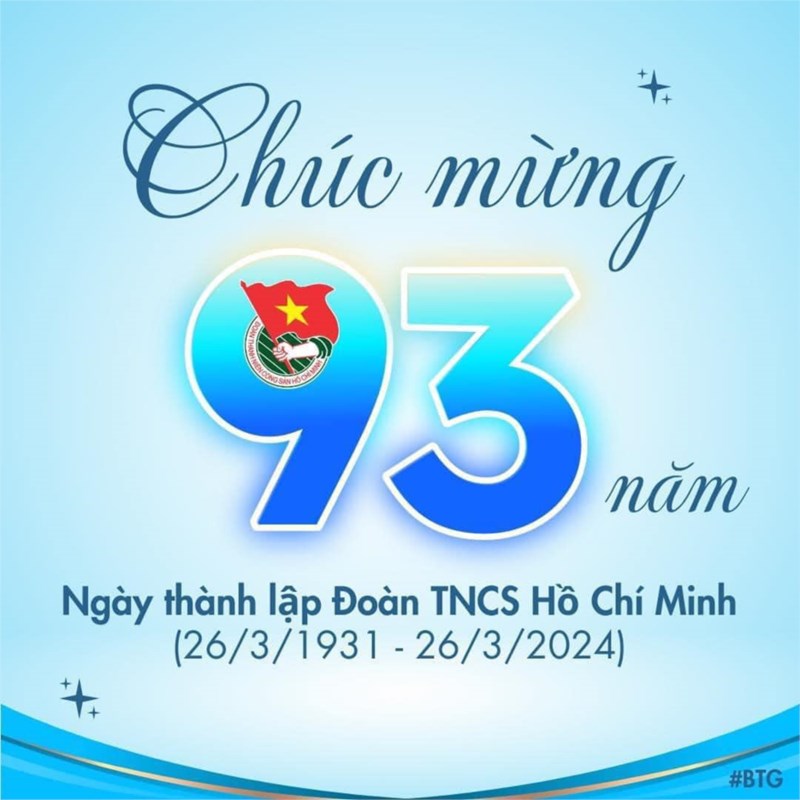 Chúc mừng 93 năm Ngày thành lập Đoàn TNCS Hồ Chí Minh (26/3/1931 - 26/3/2024